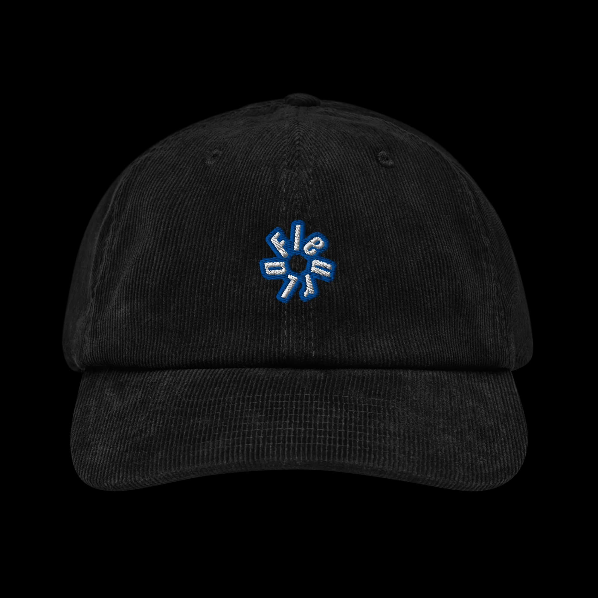 Original Black Corduroy Cap — Blue Logo