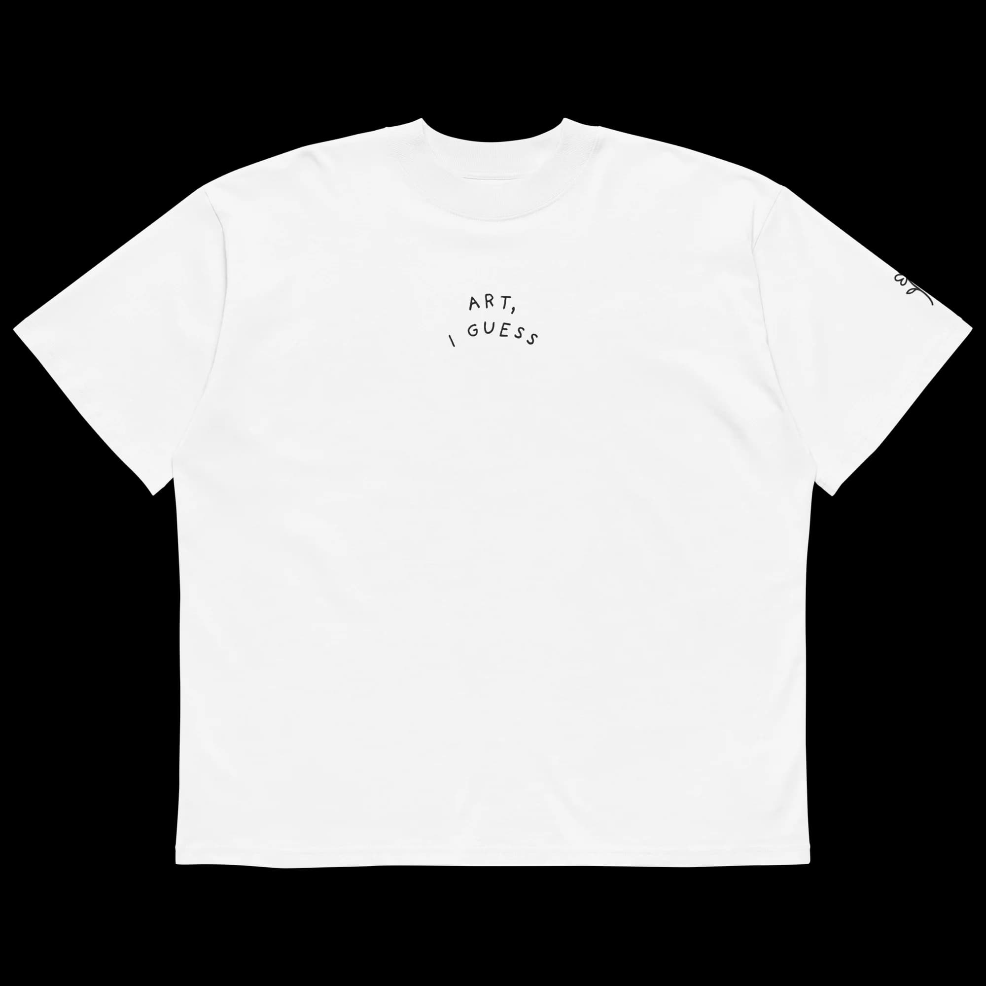 Art, I Guess White Organic T-Shirt — Black Embroidery