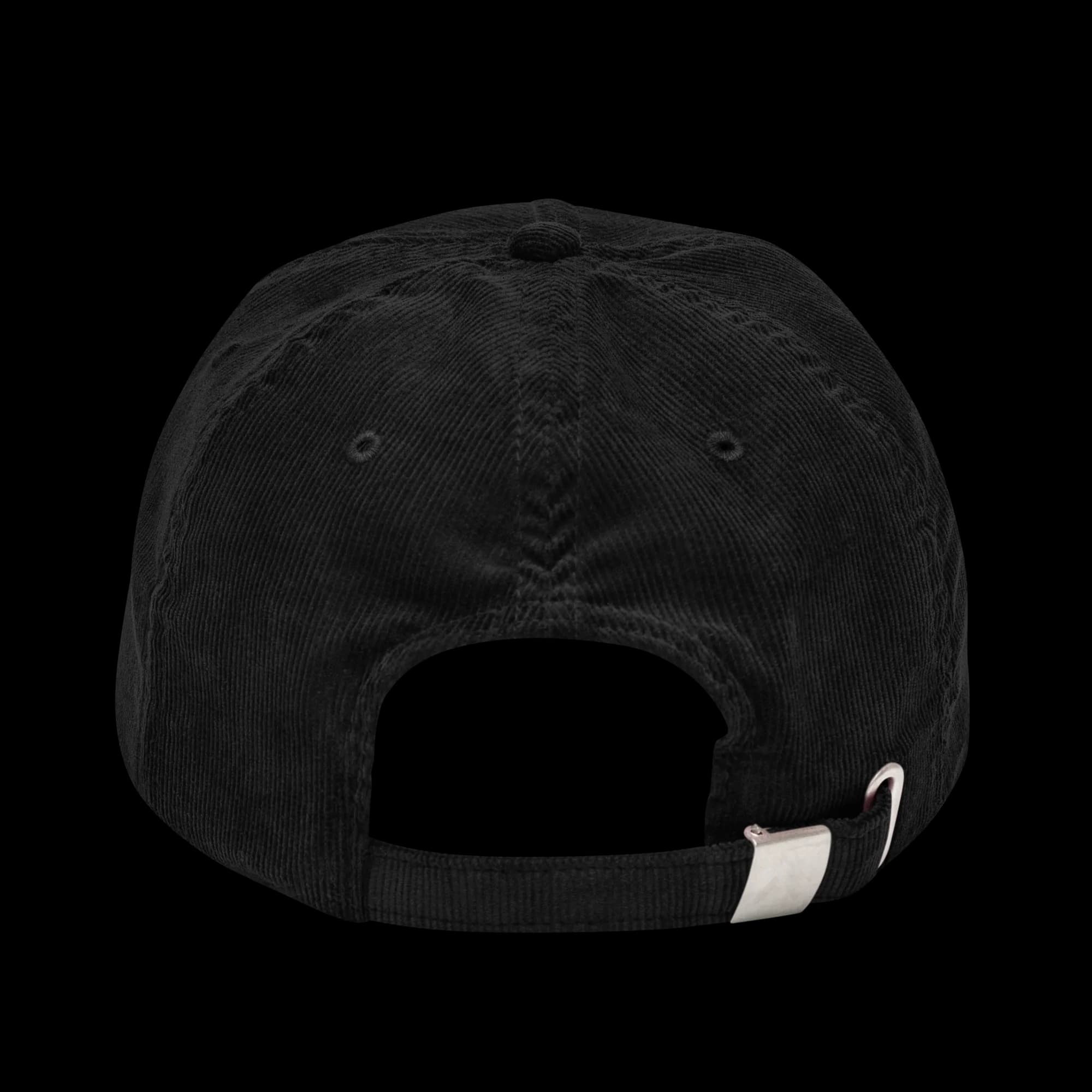 Red circular LaFleur logo on black corduroy cap