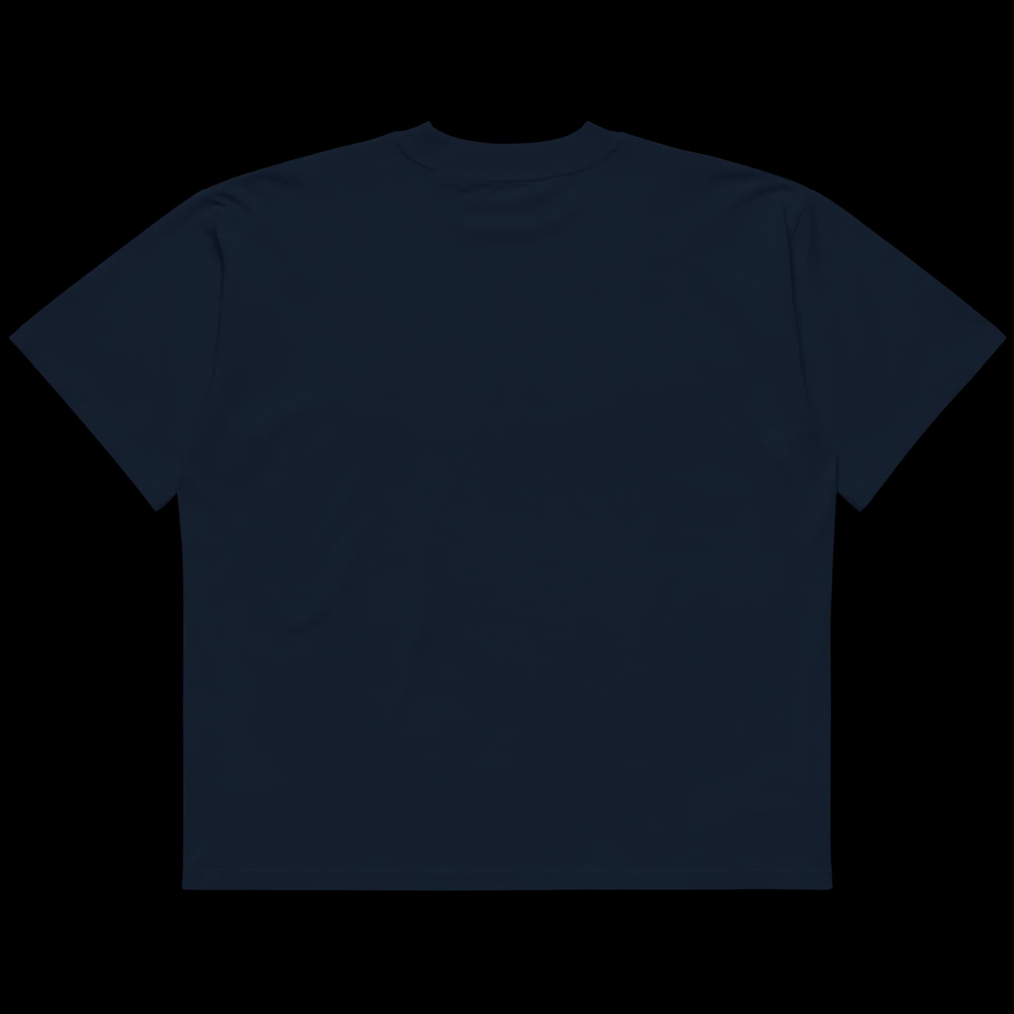 Embroidered LaFleur logo detail in blue and white on navy cotton