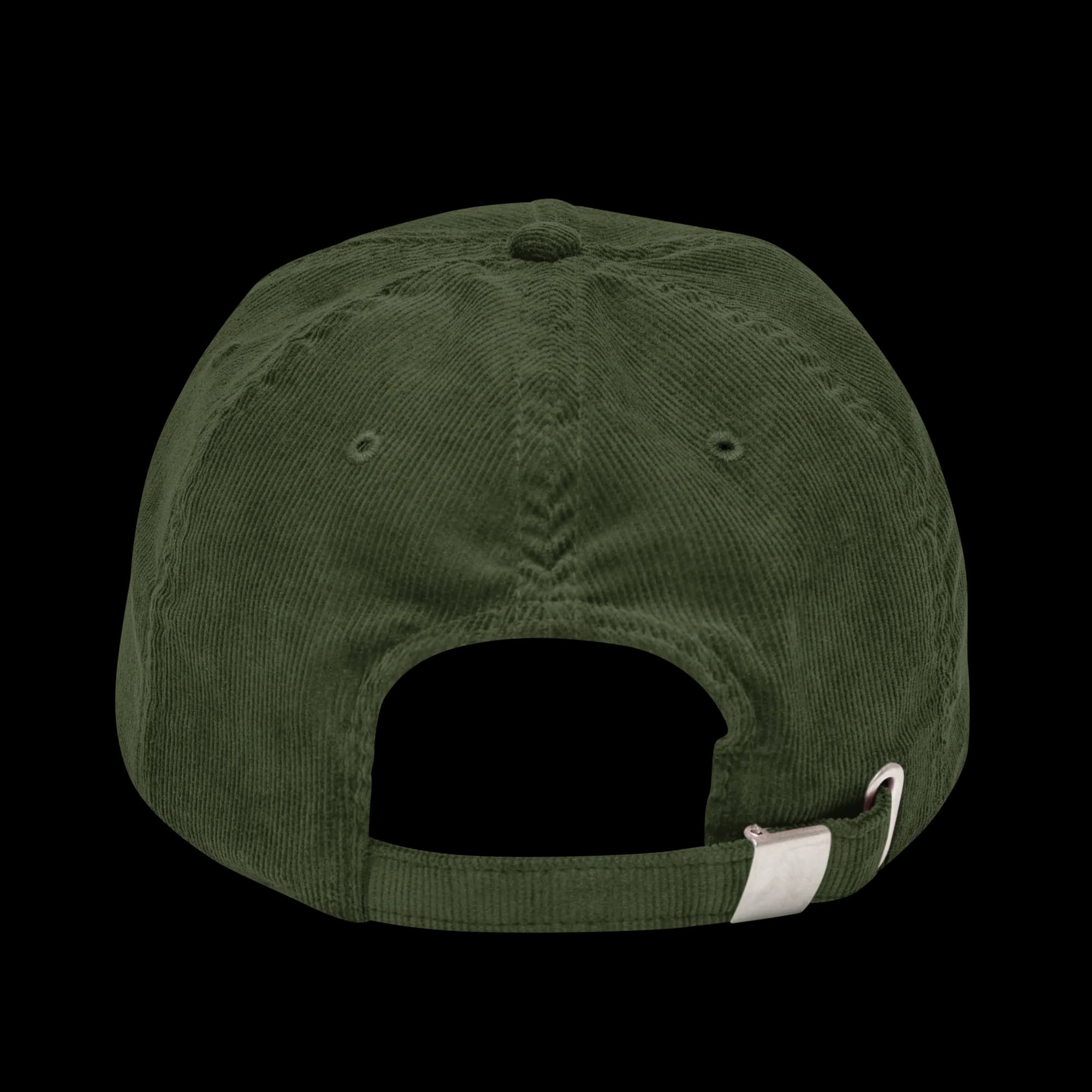 White and gold LaFleur embroidery on olive corduroy