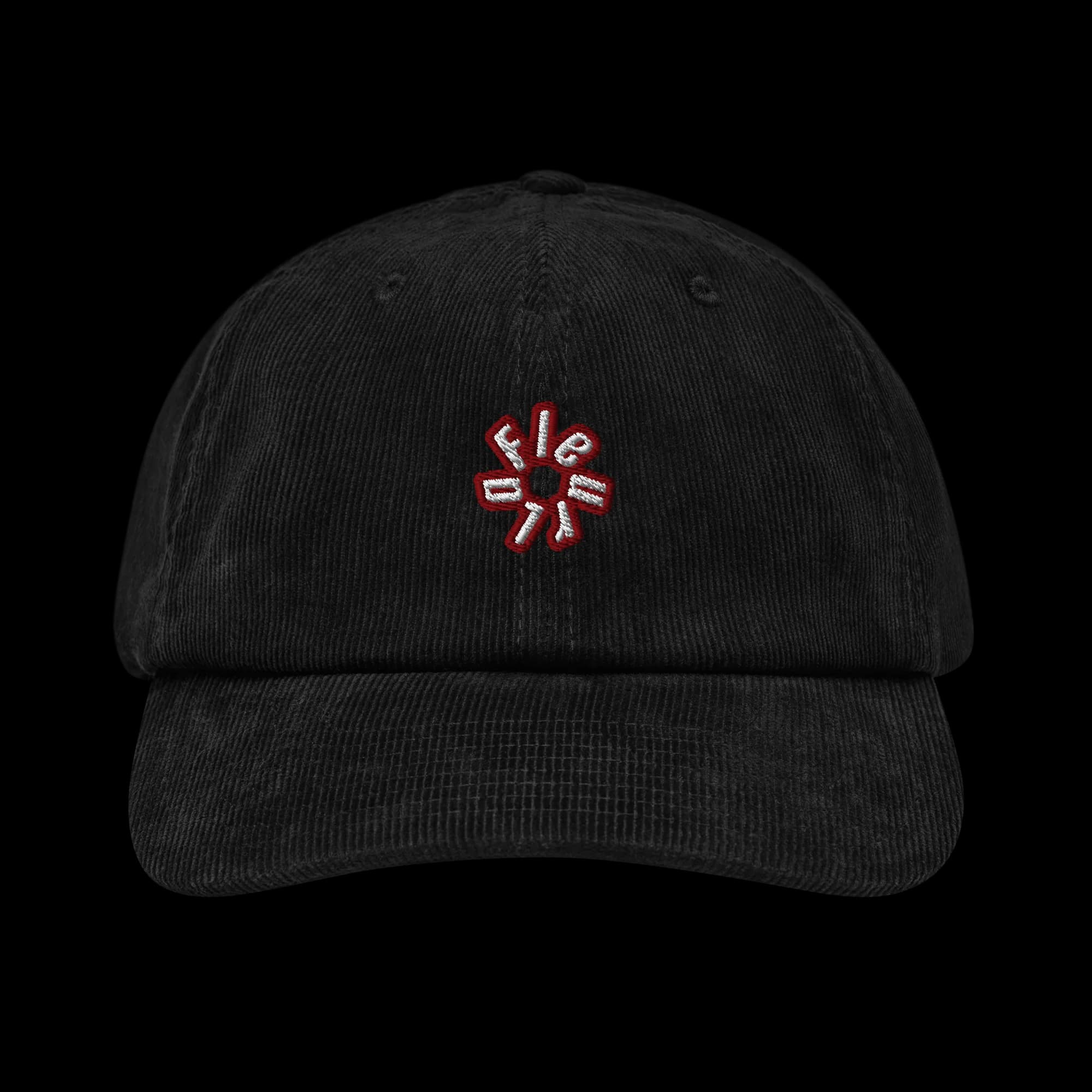 Original Black Corduroy Cap — Red Logo