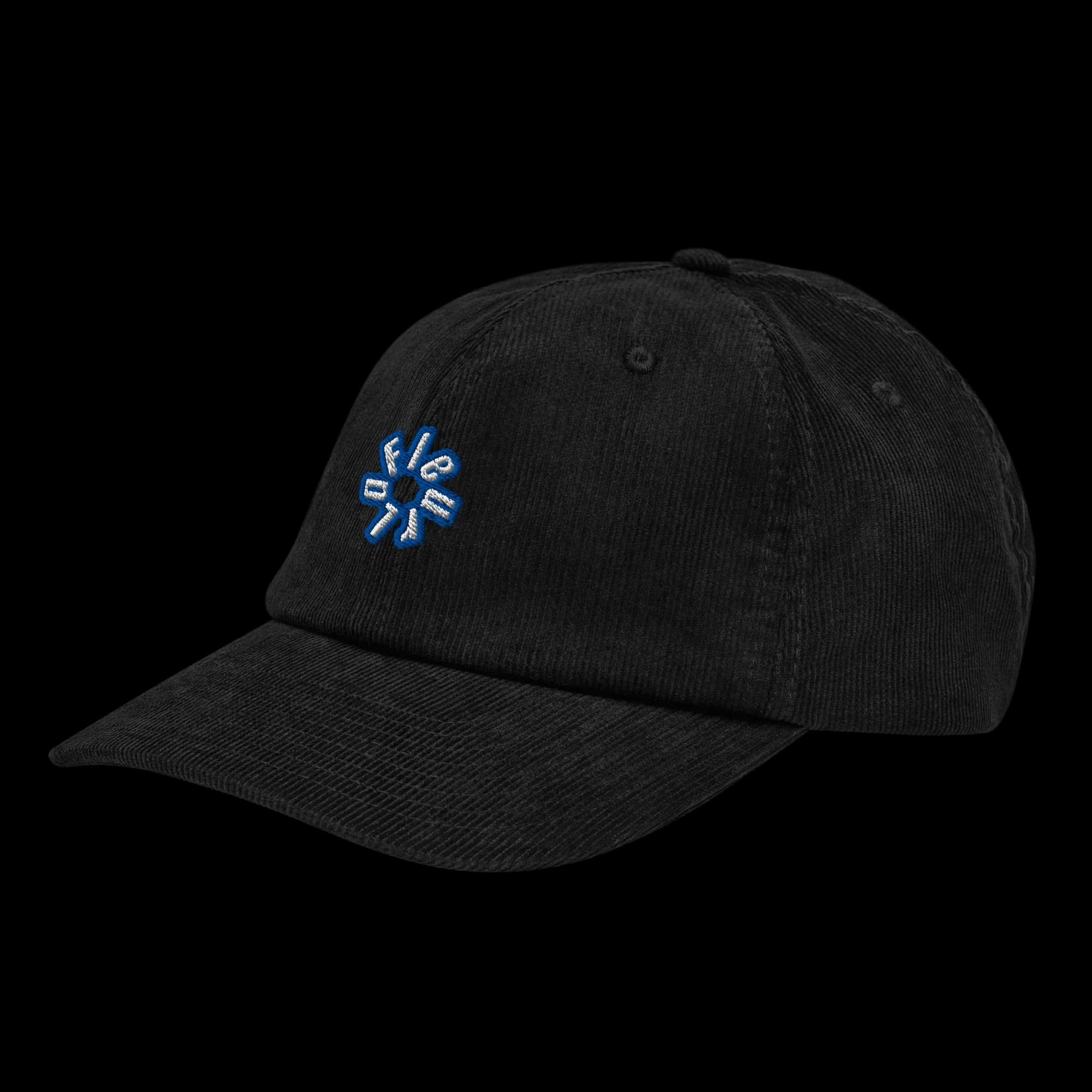 Black corduroy Original cap with blue LaFleur logo